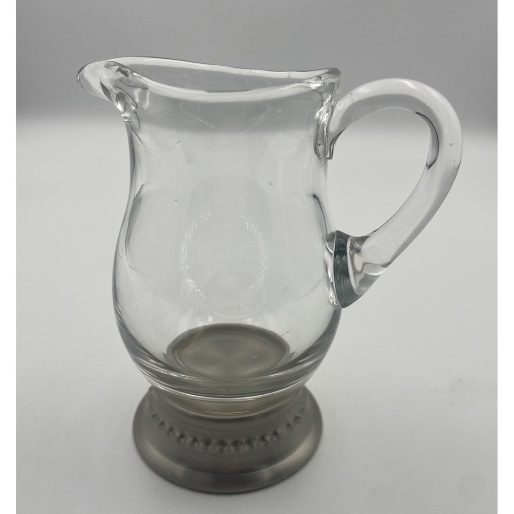 Vtg Southern Living At Home Astoria Creamer Clear Glass Silver Metal Base 6oz